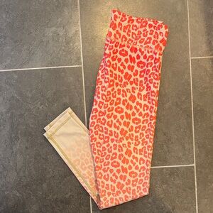 Vie Active Leopard Print Leggings - Red and Cream